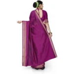 Generic Women's Cotton Silk Self Design Saree With Unstitched Blouse 5.5Mtr (Pink) - Image 3