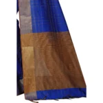 Generic Women's Cotton Silk Self Design Saree With Unstitched Blouse 5.5Mtr (Blue) - Image 2