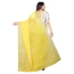 Generic Women's Cotton Silk Embroidered Saree With Unstitched Blouse 5.5Mtr (Yellow) - Image 4