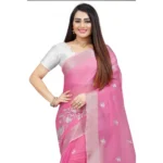 Generic Women's Cotton Silk Embroidered Saree With Unstitched Blouse 5.5Mtr (Multicolor) - Image 2