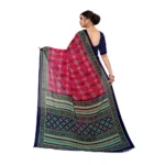 Generic Women's Georgette Floral Print Saree With Unstitched Blouse 5.5Mtr (Pink) - Image 4