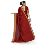 Generic Women's Cotton Silk Self Design Saree With Unstitched Blouse 5.5Mtr (Red) - Image 3