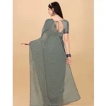 Generic Women's Silk Blend Embellished Saree With Unstitched Blouse 5.5Mtr (Grey) - Image 3