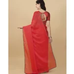 Generic Women's Silk Blend Embellished Saree With Unstitched Blouse 5.5Mtr (Red) - Image 3