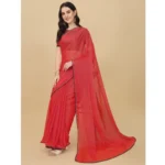Generic Women's Silk Blend Embellished Saree With Unstitched Blouse 5.5Mtr (Red) - Image 4