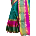 Generic Women's Jacquard Woven Saree With Unstitched Blouse 5.5Mtr (Dark Green) - Image 2