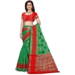 Generic Women's Jacquard Woven Saree With Unstitched Blouse 5.5Mtr (Green) - Image 2