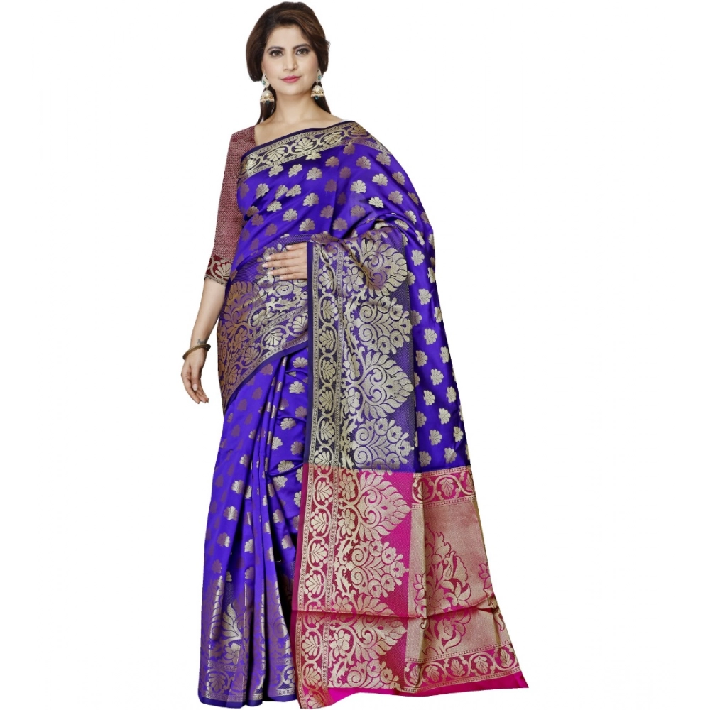 53926091161_e0532bf3a0_o_d-1000x1000-1.webp Generic Women's Jacquard Woven Saree With Unstitched Blouse 5.5Mtr (Blue) - Image 1