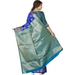 Generic Women's Jacquard Woven Saree With Unstitched Blouse 5.5Mtr (Blue) - Image 3