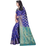 Generic Women's Jacquard Woven Saree With Unstitched Blouse 5.5Mtr (Blue) - Image 2
