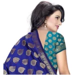 Generic Women's Jacquard Woven Saree With Unstitched Blouse 5.5Mtr (Blue) - Image 4