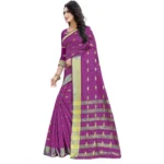 Generic Women's Silk Blend Woven Saree With Unstitched Blouse 5.5Mtr (Pink) - Image 3