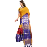 Generic Women's Jacquard Woven Saree With Unstitched Blouse 5.5Mtr (Mustard) - Image 3