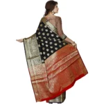 Generic Women's Jacquard Woven Saree With Unstitched Blouse 5.5Mtr (Black) - Image 3