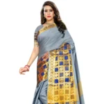 Generic Women's Jacquard Woven Saree With Unstitched Blouse 5.5Mtr (Light Blue) - Image 2