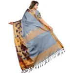 Generic Women's Jacquard Woven Saree With Unstitched Blouse 5.5Mtr (Light Blue) - Image 4
