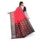 Generic Women's Silk Blend Woven Saree With Unstitched Blouse 5.5Mtr (Red) - Image 3