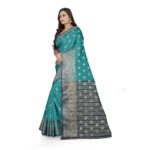 Generic Women's Jacquard Woven Saree With Unstitched Blouse 5.5Mtr (Green) - Image 2