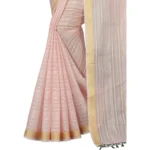 Generic Women's Cotton Blend Solid/Plain Saree With Unstitched Blouse 5.5Mtr (Pink) - Image 3