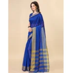Generic Women's Cotton Silk Striped Saree With Unstitched Blouse 5.5Mtr (Multicolor) - Image 3