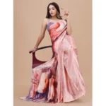 Generic Women's Crepe Digital Print Saree With Unstitched Blouse 5.5Mtr (Multicolor) - Image 3