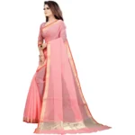 Generic Women's Cotton Silk Checkered Saree With Unstitched Blouse 5.5Mtr (Multicolor) - Image 2