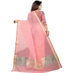 Generic Women's Cotton Silk Checkered Saree With Unstitched Blouse 5.5Mtr (Multicolor) - Image 4