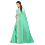 Generic Women's Cotton Silk Self Design Saree With Unstitched Blouse 5.5Mtr (Green) - Image 2