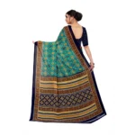 Generic Women's Georgette Floral Print Saree With Unstitched Blouse 5.5Mtr (Dark Green) - Image 4