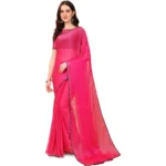 Generic Women's Silk Blend Embellished Saree With Unstitched Blouse 5.5Mtr (Pink)