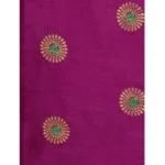 Generic Women's Silk Blend Embroidered Saree With Unstitched Blouse 5.5Mtr (Purple) - Image 2