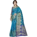 Generic Women's Jacquard Woven Saree With Unstitched Blouse 5.5Mtr (Blue)