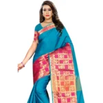 Generic Women's Jacquard Woven Saree With Unstitched Blouse 5.5Mtr (Multicolor) - Image 2