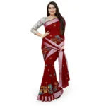 Generic Women's Cotton Silk Embroidered Saree With Unstitched Blouse 5.5Mtr (Maroon) - Image 3
