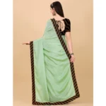 Generic Women's Chiffon Self Design Saree With Unstitched Blouse 5.5Mtr (Light Green) - Image 3