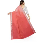 Generic Women's Cotton Silk Self Design Saree With Unstitched Blouse 5.5Mtr (Orange) - Image 4
