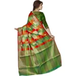 Generic Women's Jacquard Woven Saree With Unstitched Blouse 5.5Mtr (Green) - Image 3