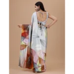 Generic Women's Crepe Digital Print Saree With Unstitched Blouse 5.5Mtr (Multicolor) - Image 2