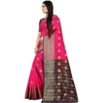 Generic Women's Silk Blend Woven Saree With Unstitched Blouse 5.5Mtr (Purple-Pink) - Image 2