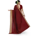 Generic Women's Cotton Silk Self Design Saree With Unstitched Blouse 5.5Mtr (Maroon) - Image 4