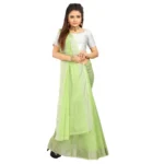 Generic Women's Cotton Silk Self Design Saree With Unstitched Blouse 5.5Mtr (Light Green) - Image 3