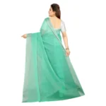 Generic Women's Cotton Silk Self Design Saree With Unstitched Blouse 5.5Mtr (Green) - Image 4