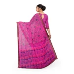 Generic Women's Georgette Floral Print Saree With Unstitched Blouse 5.5Mtr (Pink) - Image 3