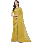 Generic Women's Silk Blend Embellished Saree With Unstitched Blouse 5.5Mtr (Mustard)