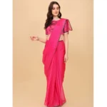 Generic Women's Silk Blend Embellished Saree With Unstitched Blouse 5.5Mtr (Pink) - Image 4