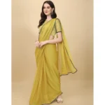 Generic Women's Silk Blend Embellished Saree With Unstitched Blouse 5.5Mtr (Mustard) - Image 3