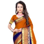 Generic Women's Jacquard Woven Saree With Unstitched Blouse 5.5Mtr (Multicolor) - Image 2