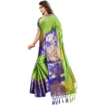 Generic Women's Jacquard Woven Saree With Unstitched Blouse 5.5Mtr (Green) - Image 3