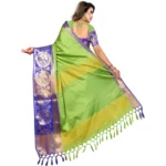 Generic Women's Jacquard Woven Saree With Unstitched Blouse 5.5Mtr (Green) - Image 4