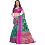 Generic Women's Jacquard Woven Saree With Unstitched Blouse 5.5Mtr (Light Green) - Image 2